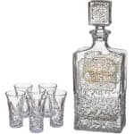 סט בקבוק ושישה כוסות קריסטל ליין עם פלקטה מהודרת