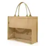 תיק יוטה עם חלון שקוף בצבע טבעי