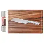 סט מטבח- קרש חיתוך איכותי עם סכין ומטחנת תבלינים כפולה